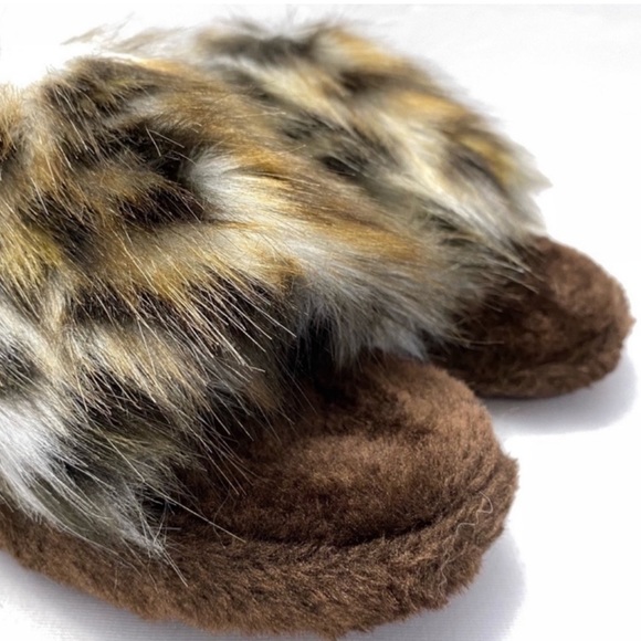 Bearpaw Plush Slippers Leopard Print Faux Fur Slides Brown Size Large 9/… - Picture 4 of 8